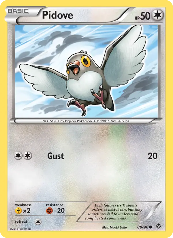 Pidove Common Pokemon card #80 from Emerging Powers