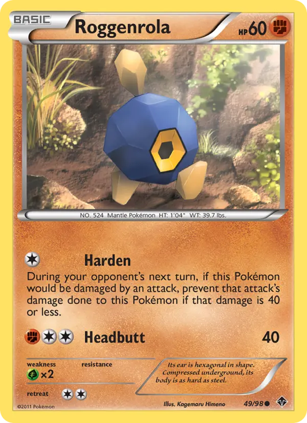 Roggenrola Common Pokemon card #49 from Emerging Powers