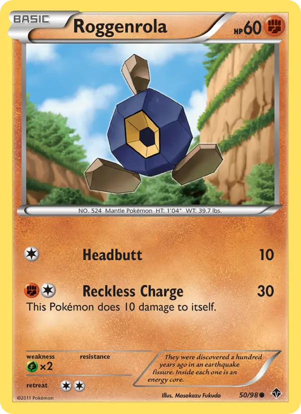 Roggenrola Common Pokemon card #50 from Emerging Powers
