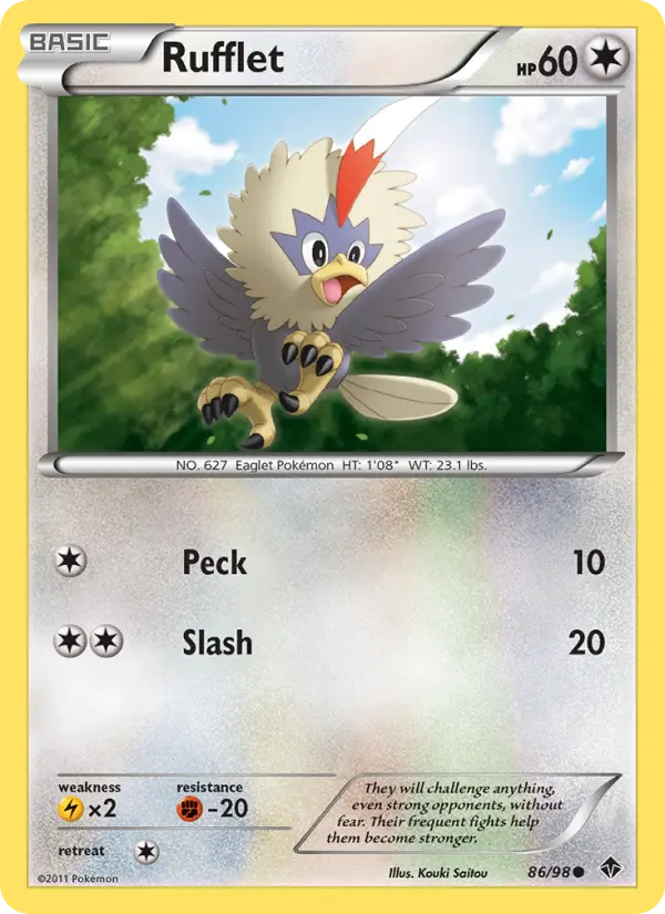 Rufflet Common Pokemon card #86 from Emerging Powers