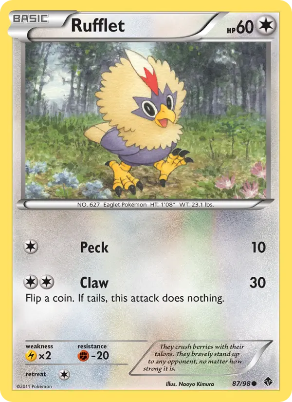 Rufflet Common Pokemon card #87 from Emerging Powers