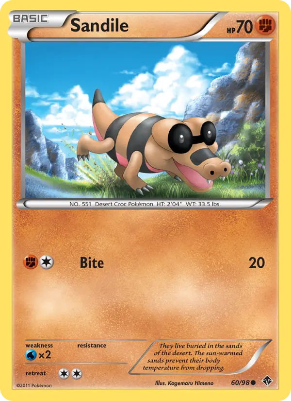 Sandile Common Pokemon card #60 from Emerging Powers