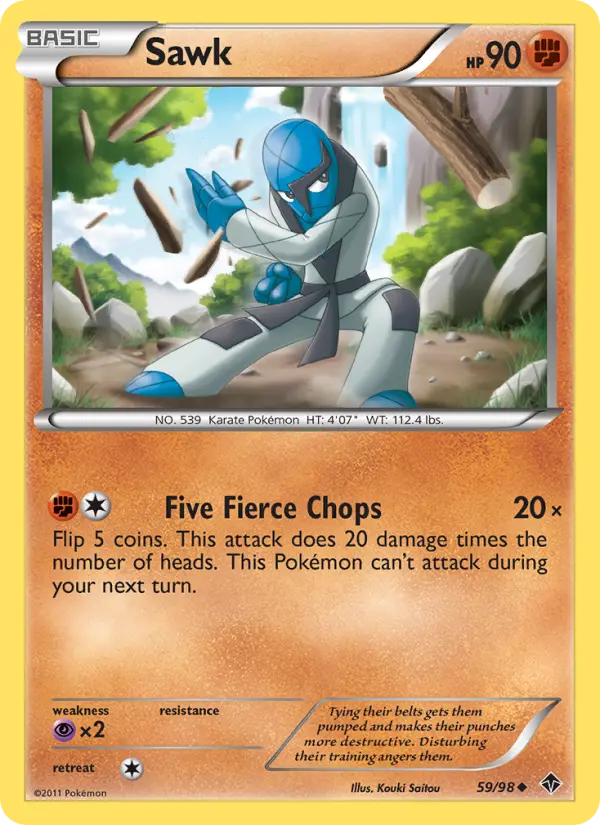 Sawk Uncommon Pokemon card #59 from Emerging Powers