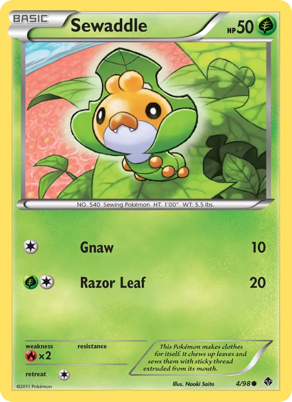 Sewaddle Common Pokemon card #4 from Emerging Powers
