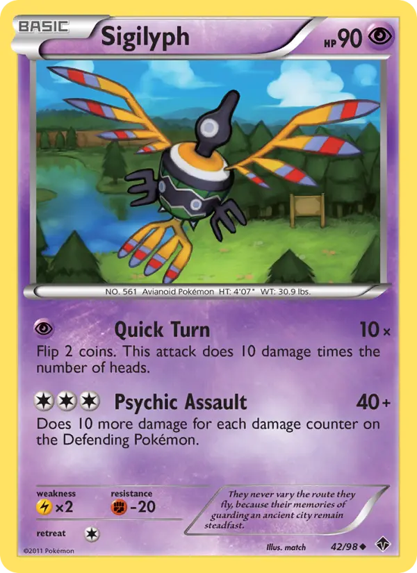 Sigilyph Uncommon Pokemon card #42 from Emerging Powers