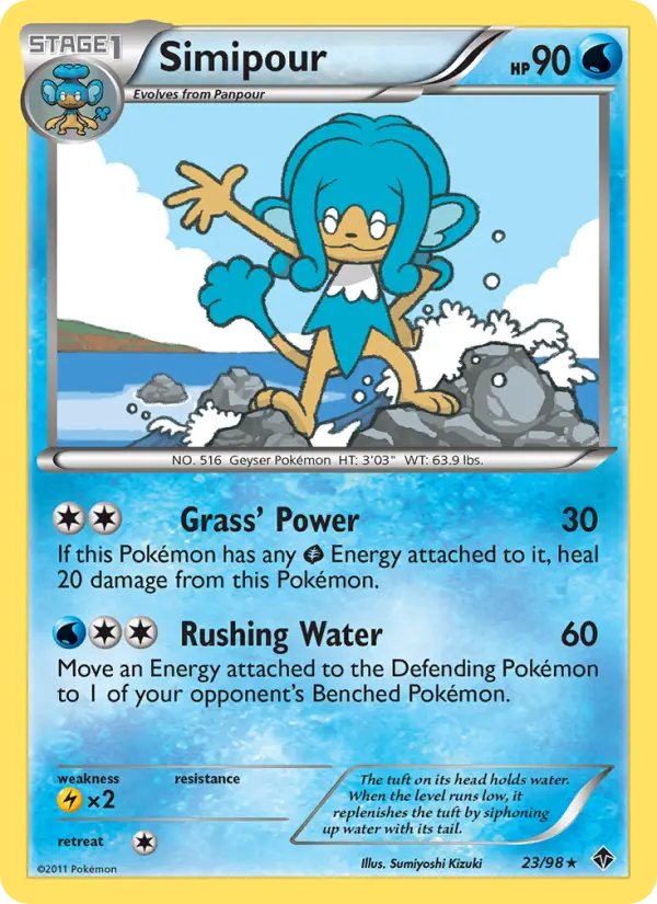 Simipour Rare Pokemon card #23 from Emerging Powers
