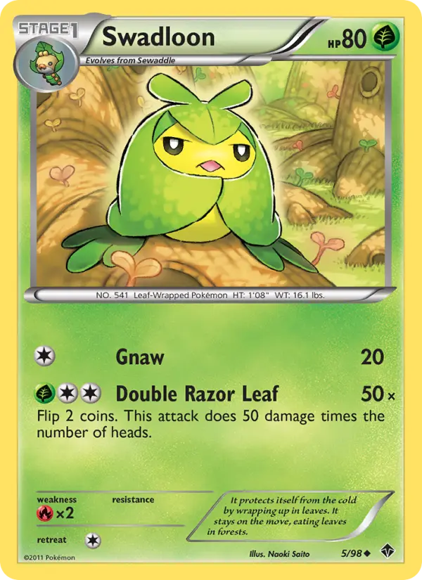 Swadloon Uncommon Pokemon card #5 from Emerging Powers