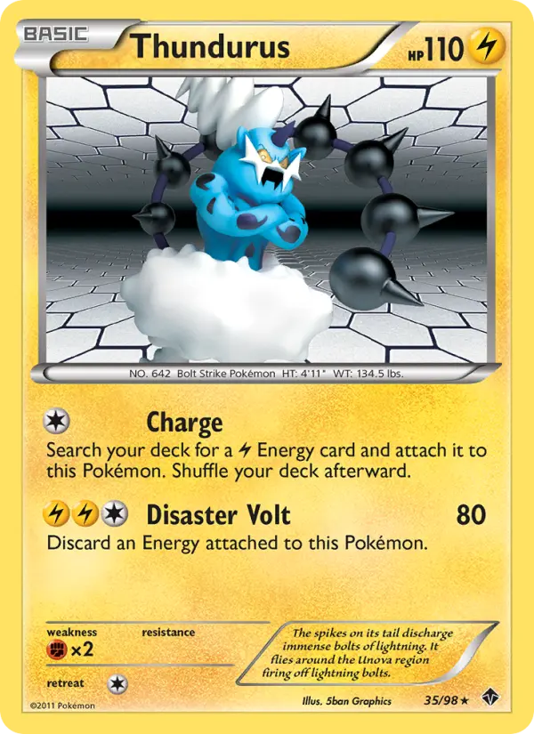 Thundurus Rare Pokemon card #35 from Emerging Powers