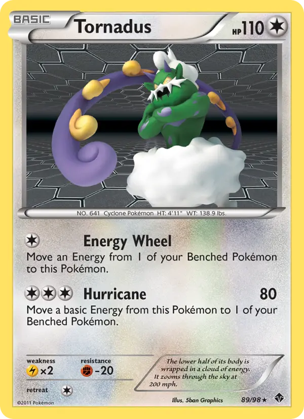 Tornadus Rare Pokemon card #89 from Emerging Powers