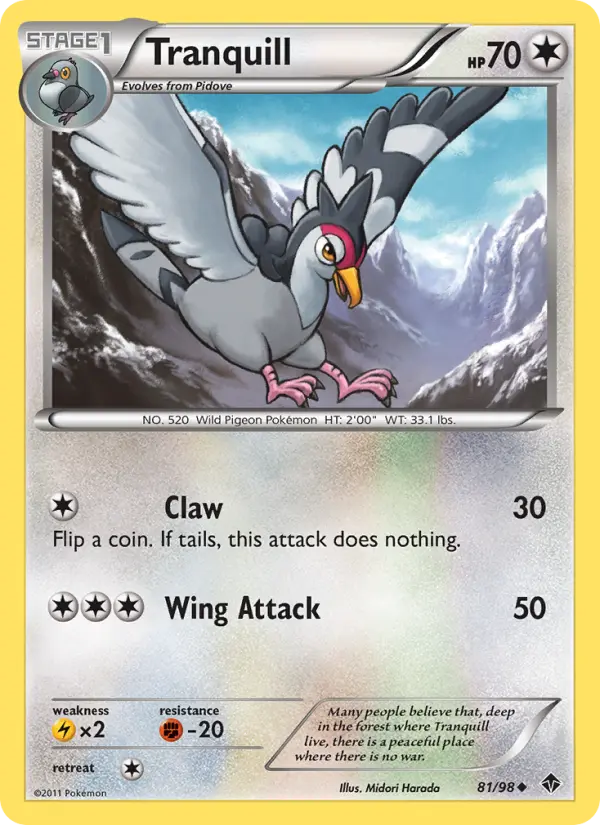 Tranquill Uncommon Pokemon card #81 from Emerging Powers