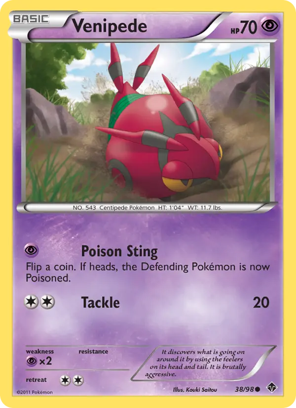 Venipede Common Pokemon card #38 from Emerging Powers