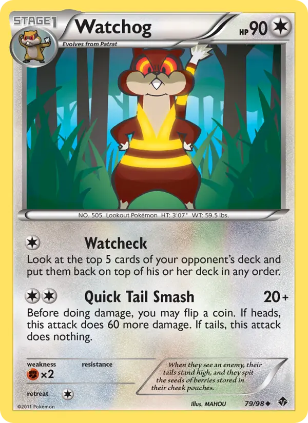 Watchog Uncommon Pokemon card #79 from Emerging Powers