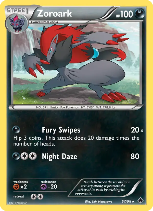 Zoroark Rare Pokemon card #67 from Emerging Powers