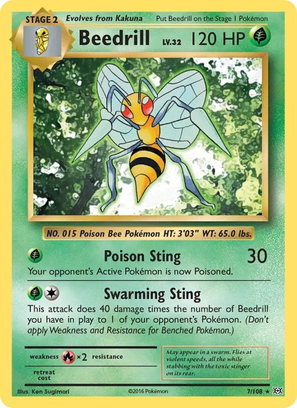 Beedrill Rare Pokemon card #7 from Evolutions