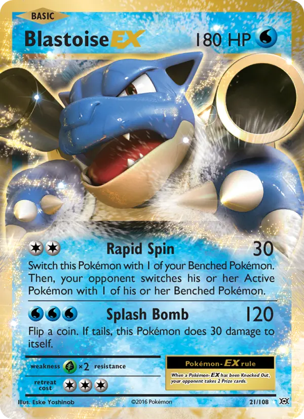 Blastoise EX Ultra Rare Pokemon card #21 from Evolutions