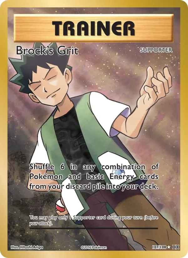 Brock's Grit Ultra Rare Pokemon card #107 from Evolutions