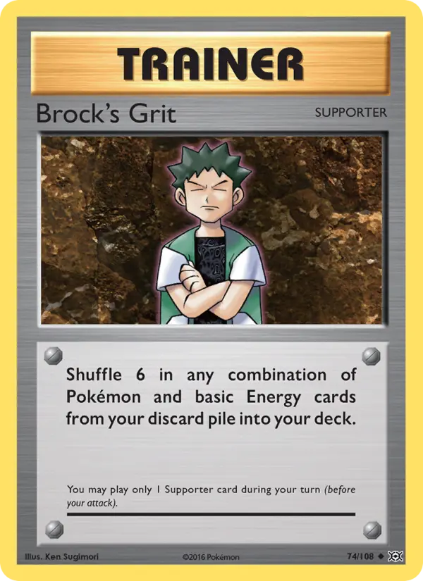 Brock's Grit Uncommon Pokemon card #74 from Evolutions