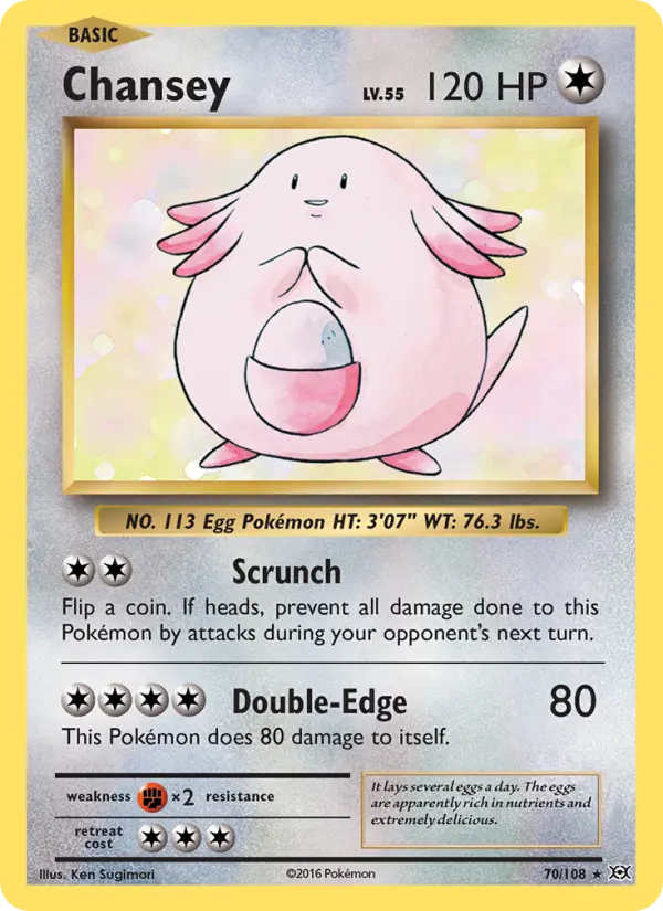 Chansey Rare Pokemon card #70 from Evolutions