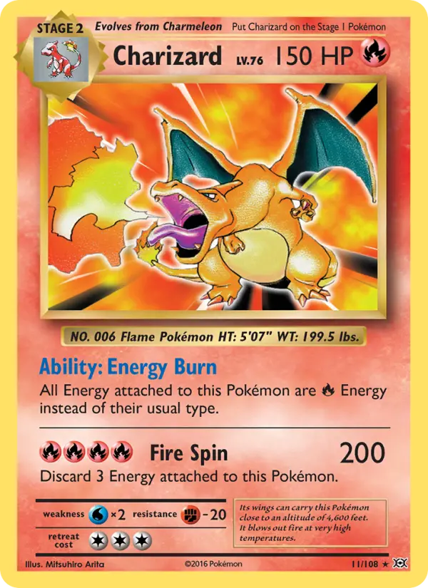 Charizard Rare Pokemon card #11 from Evolutions