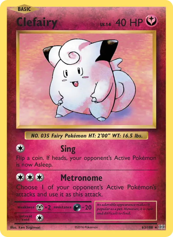 Clefairy Rare Pokemon card #63 from Evolutions