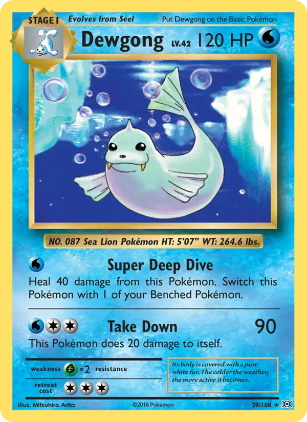 Dewgong Rare Pokemon card #29 from Evolutions