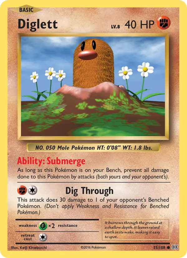 Diglett Common Pokemon card #55 from Evolutions
