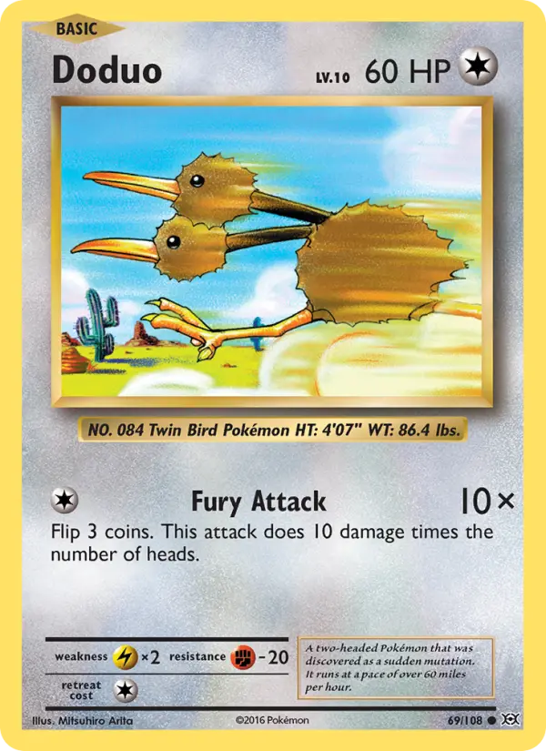 Doduo Common Pokemon card #69 from Evolutions