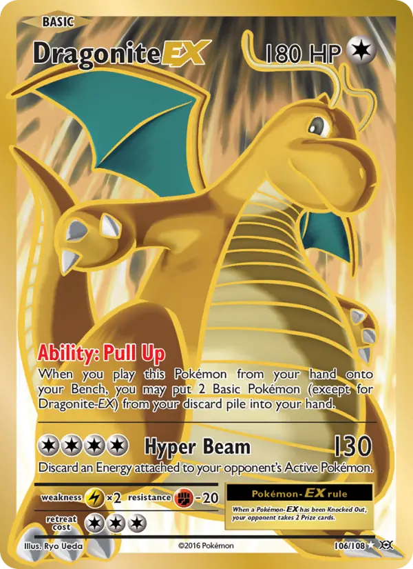 Dragonite EX Ultra Rare Pokemon card #106 from Evolutions