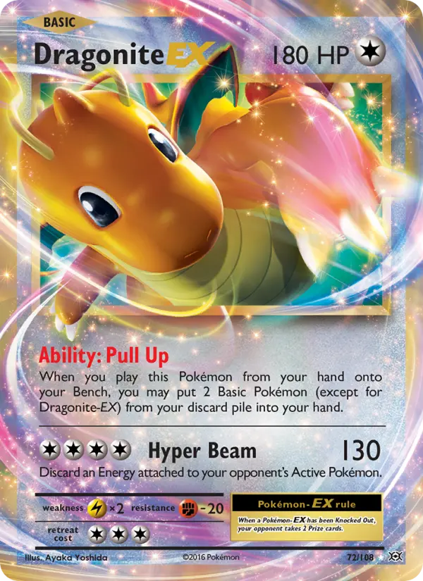 Dragonite EX Ultra Rare Pokemon card #72 from Evolutions