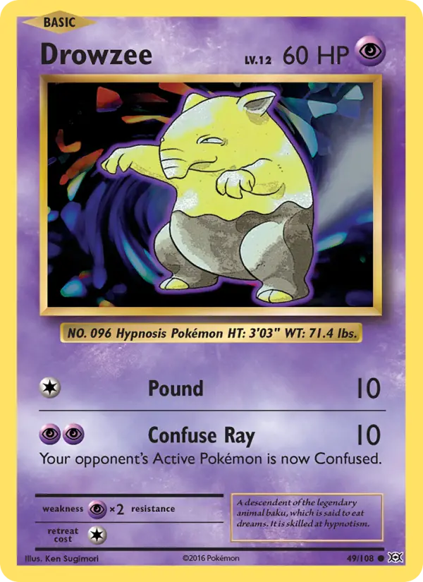 Drowzee Common Pokemon card #49 from Evolutions