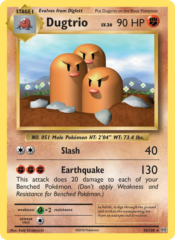 Dugtrio Rare Pokemon card #56 from Evolutions
