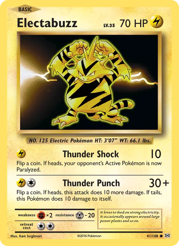 Electabuzz Common Pokemon card #41 from Evolutions