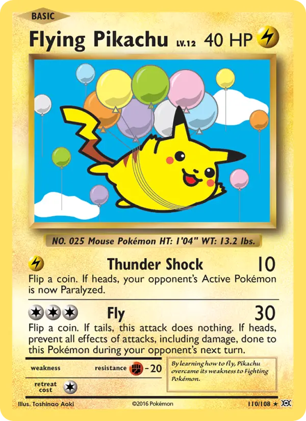 Flying Pikachu Secret Rare Pokemon card #110 from Evolutions