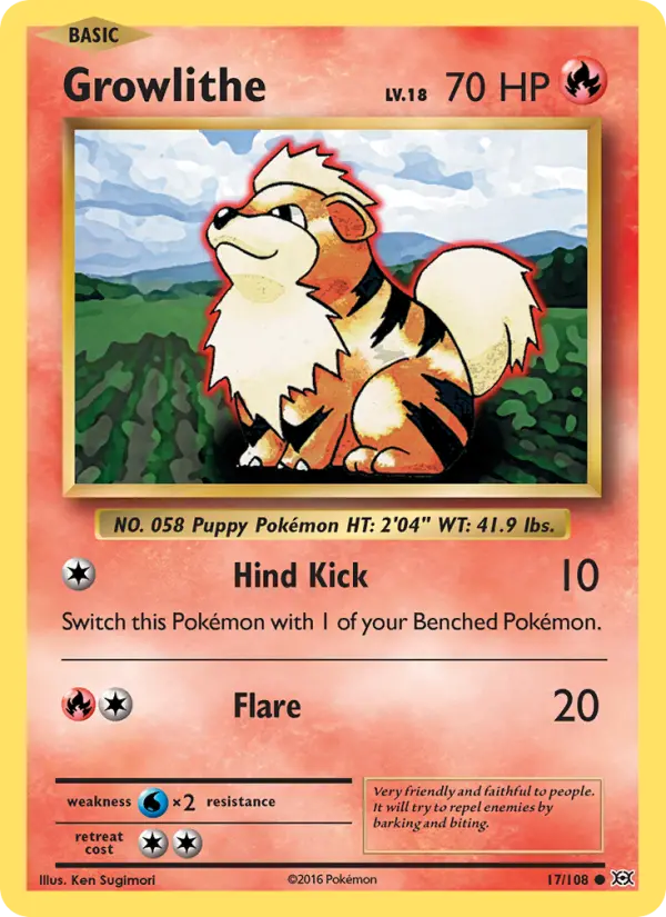 Growlithe Common Pokemon card #17 from Evolutions