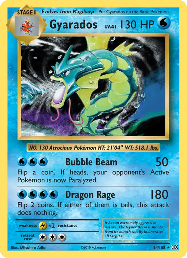 Gyarados Rare Pokemon card #34 from Evolutions
