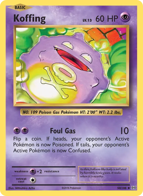 Koffing Uncommon Pokemon card #50 from Evolutions