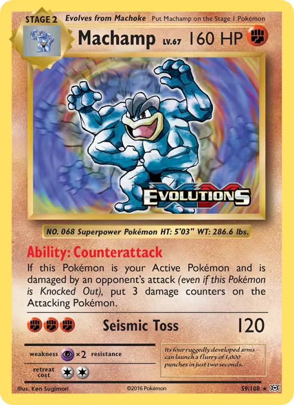Machamp Rare Pokemon card #59 from Evolutions