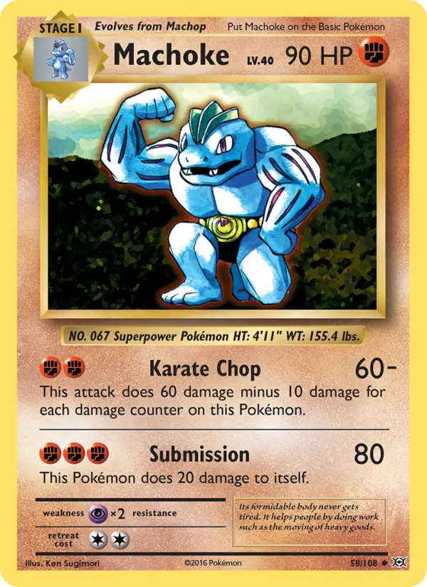 Machoke Uncommon Pokemon card #58 from Evolutions