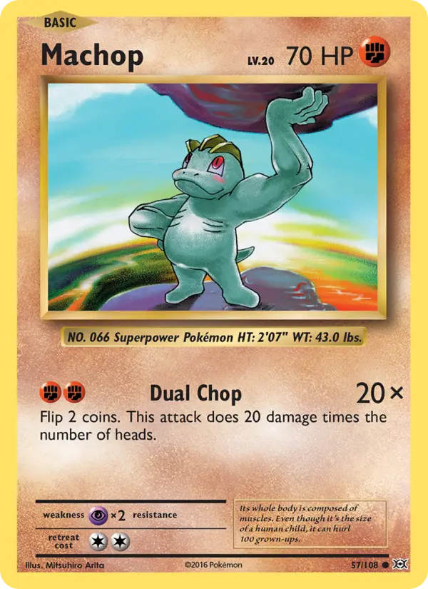 Machop Common Pokemon card #57 from Evolutions