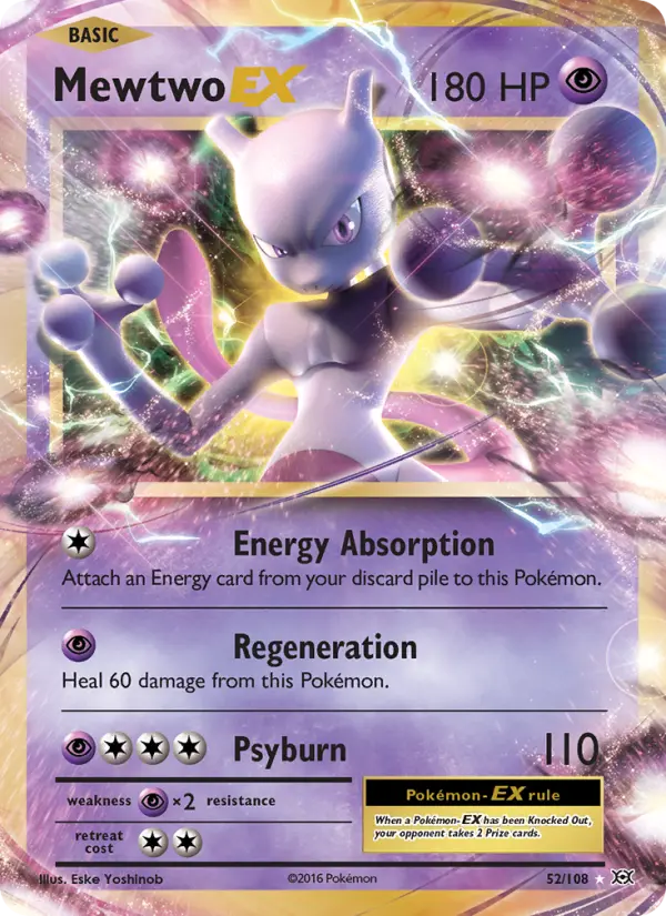 Mewtwo EX Ultra Rare Pokemon card #52 from Evolutions