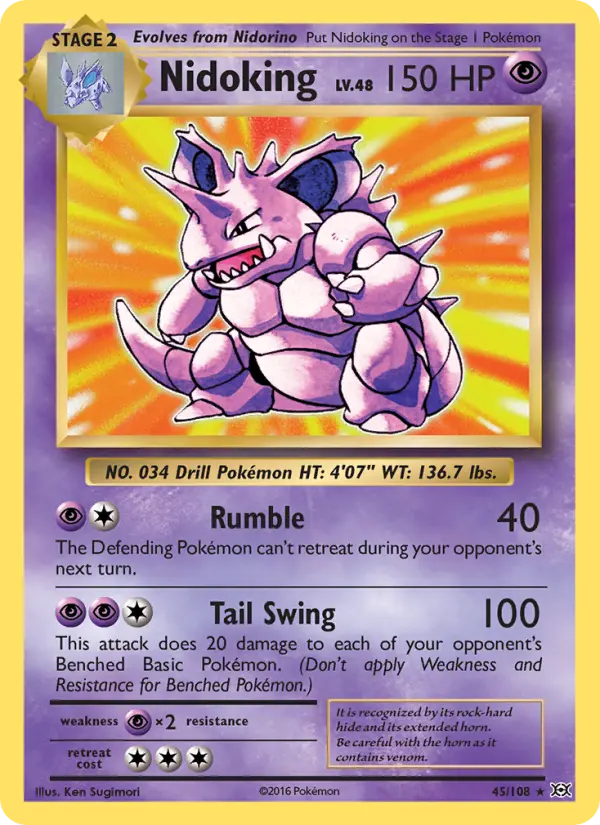 Nidoking Rare Pokemon card #45 from Evolutions