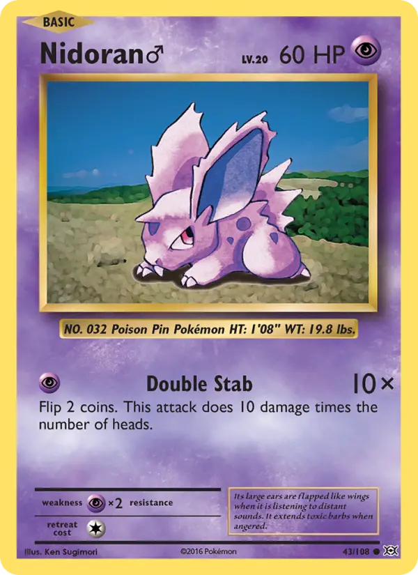 Nidoran♂ Common Pokemon card #43 from Evolutions