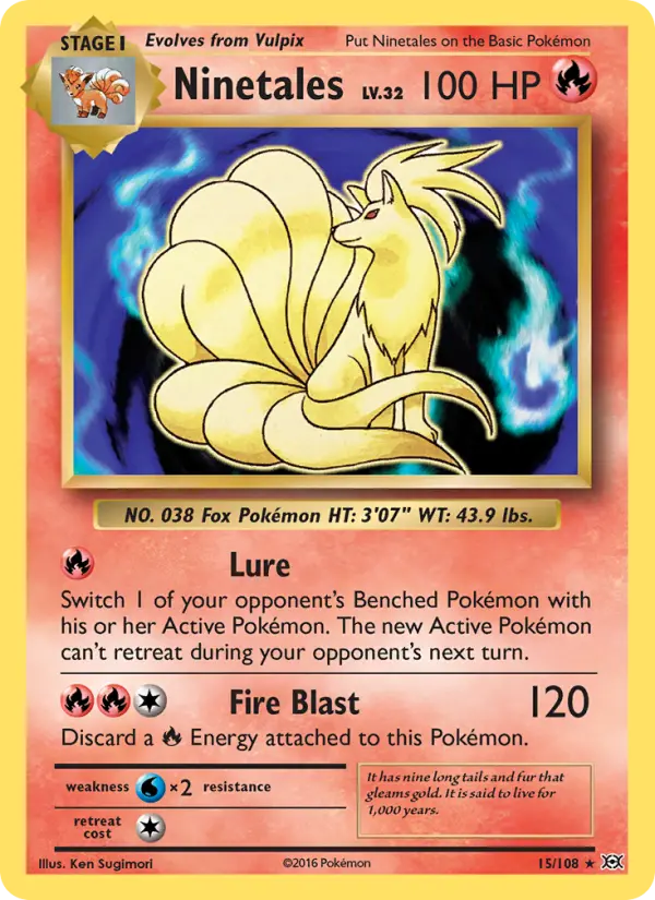 Ninetales Rare Pokemon card #15 from Evolutions