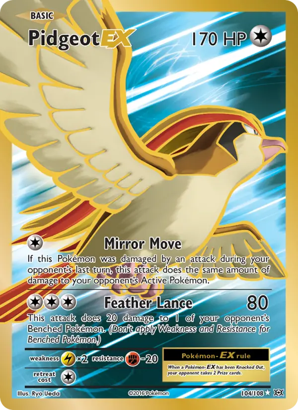 Pidgeot EX Ultra Rare Pokemon card #104 from Evolutions