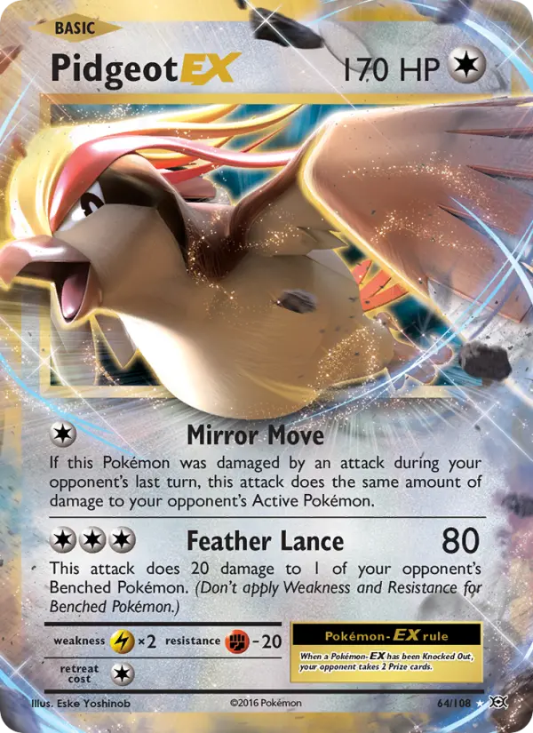 Pidgeot EX Ultra Rare Pokemon card #64 from Evolutions