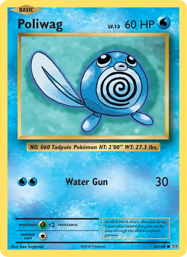 Poliwag Common Pokemon card #23 from Evolutions