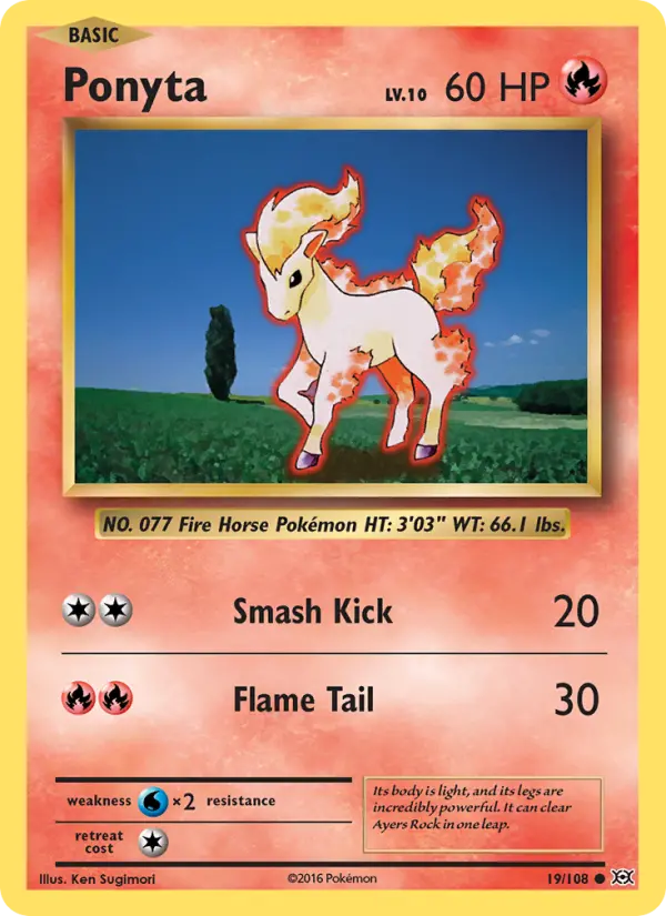 Ponyta Common Pokemon card #19 from Evolutions
