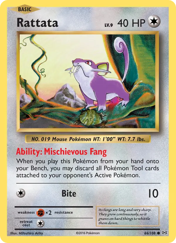 Rattata Common Pokemon card #66 from Evolutions