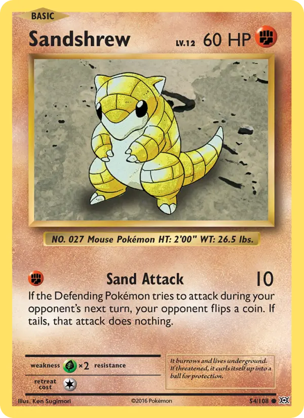 Sandshrew Common Pokemon card #54 from Evolutions
