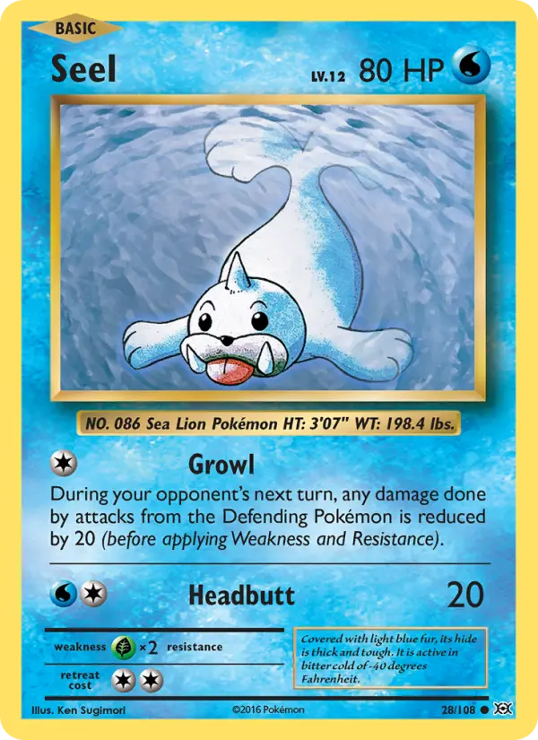 Seel Common Pokemon card #28 from Evolutions